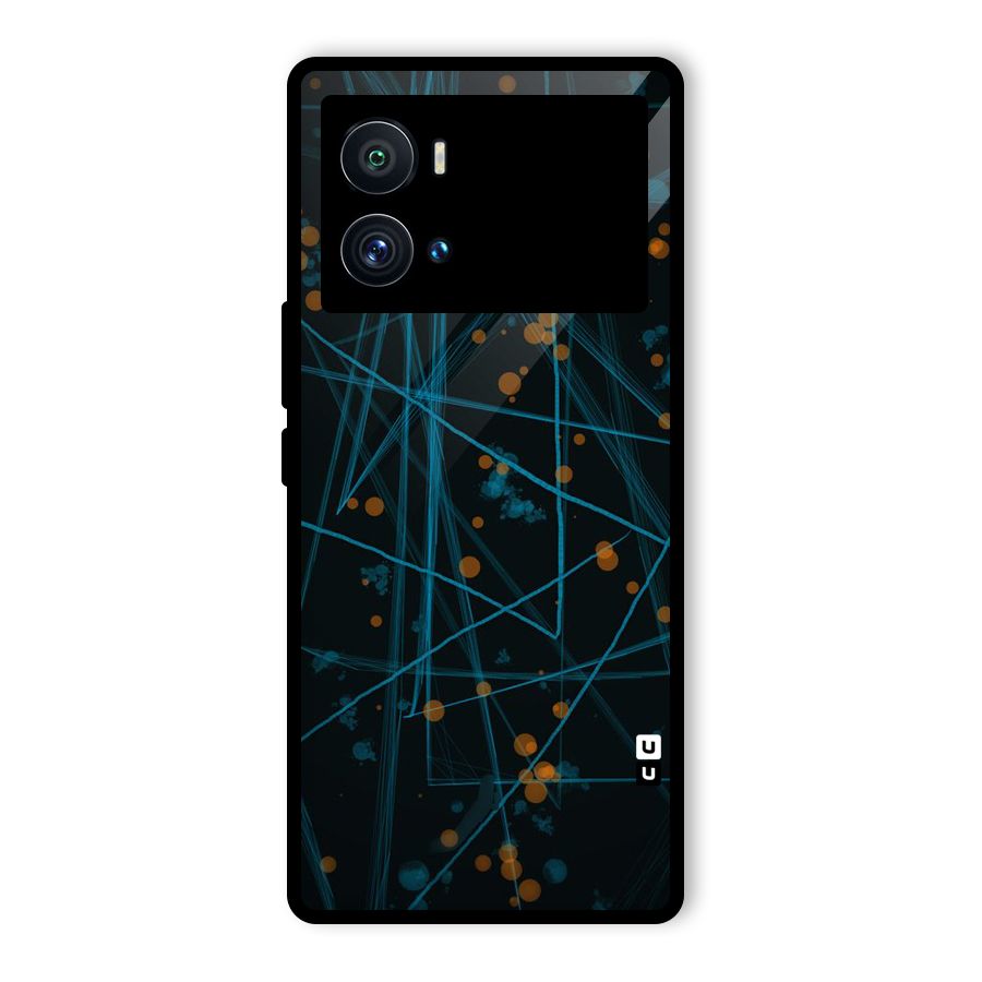 Blue Lines Gold Dots Glass Back Case for Vivo iQOO 9 Pro