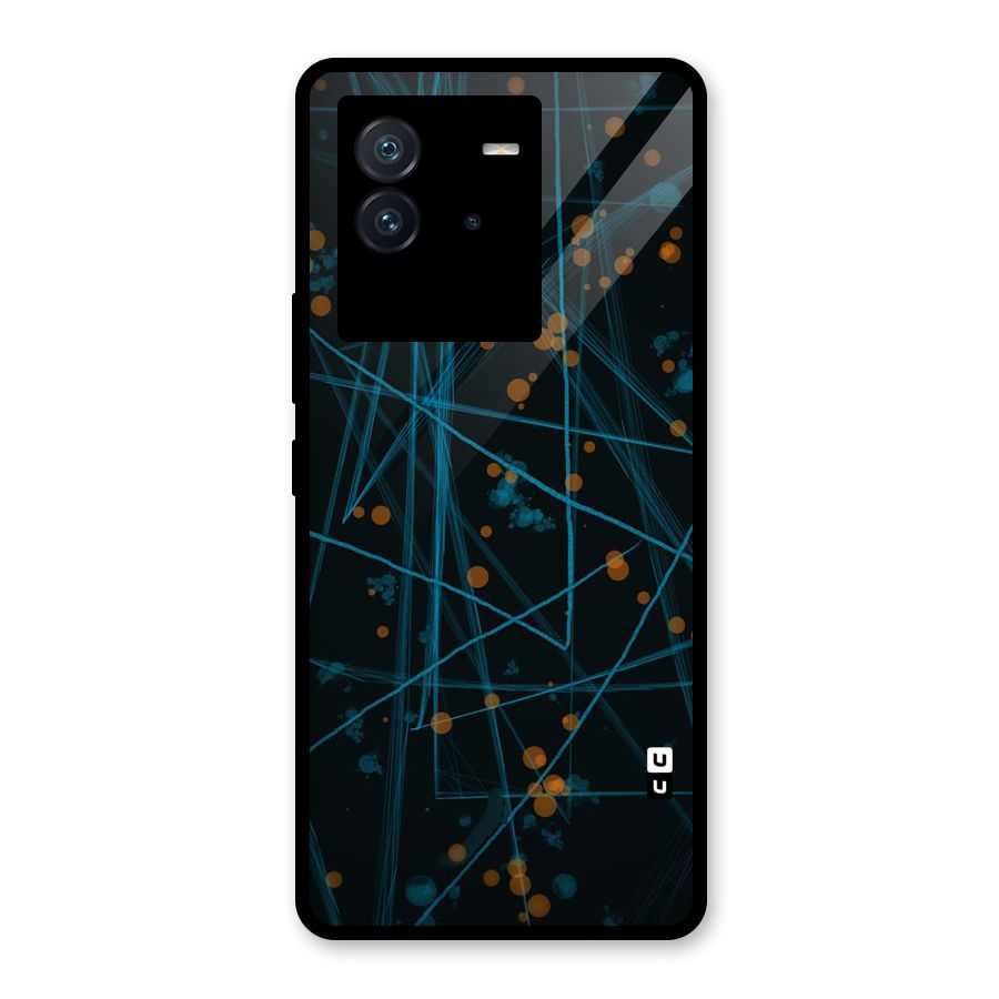 Blue Lines Gold Dots Glass Back Case for Vivo iQOO Neo 6 5G