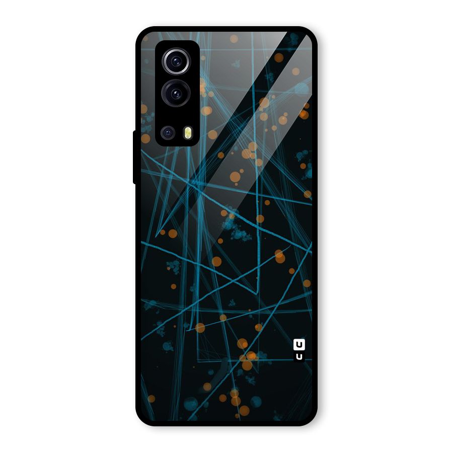 Blue Lines Gold Dots Glass Back Case for Vivo iQOO Z3