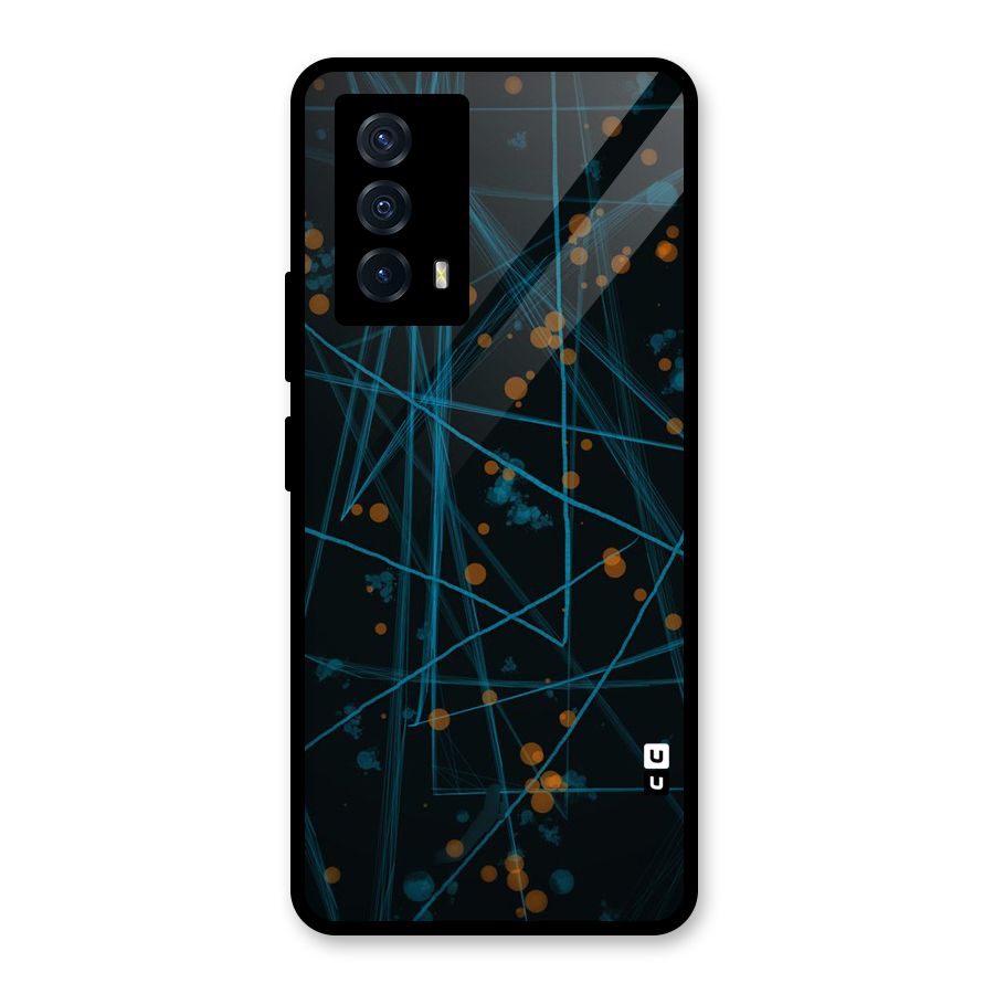 Blue Lines Gold Dots Glass Back Case for Vivo iQOO Z5