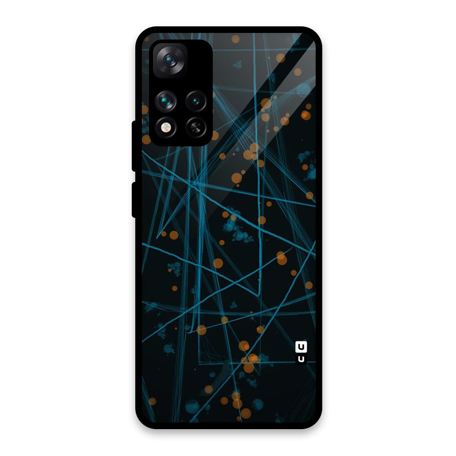 Blue Lines Gold Dots Glass Back Case for Xiaomi 11i HyperCharge 5G