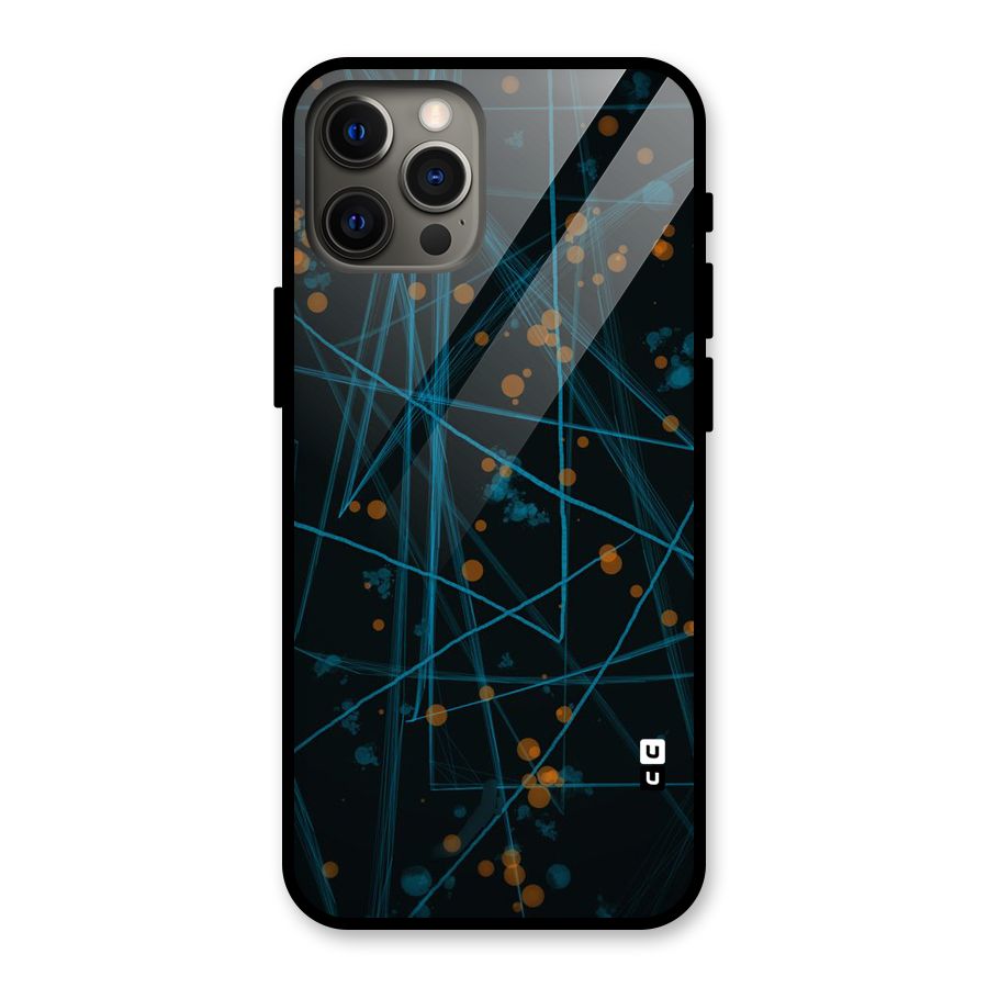 Blue Lines Gold Dots Glass Back Case for iPhone 12 Pro Max