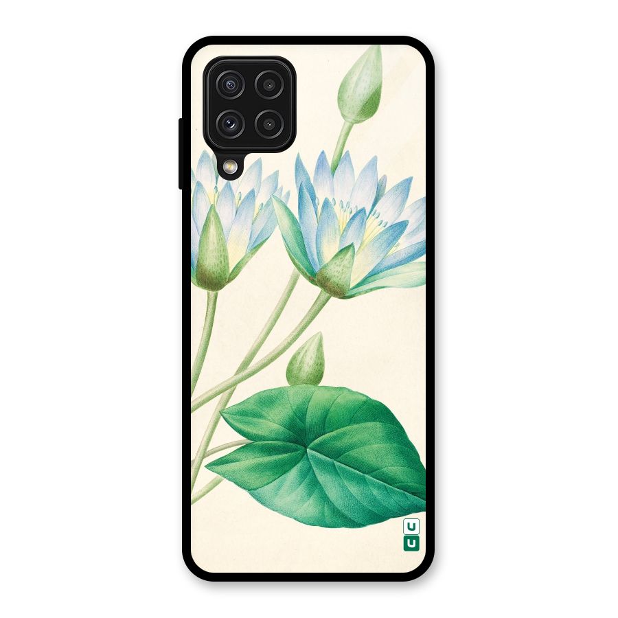 Blue Lotus Glass Back Case for Galaxy A22 4G
