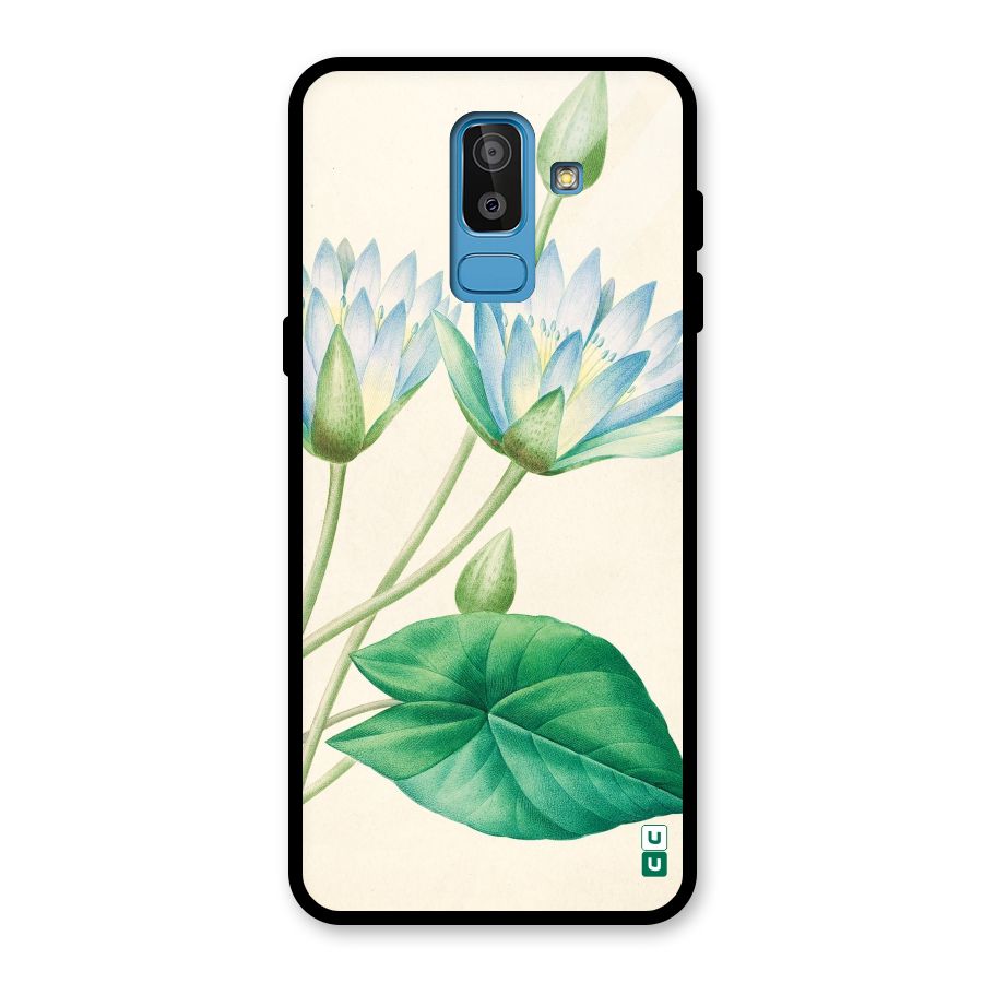 Blue Lotus Glass Back Case for Galaxy J8
