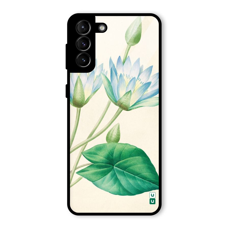 Blue Lotus Glass Back Case for Galaxy S21 Plus