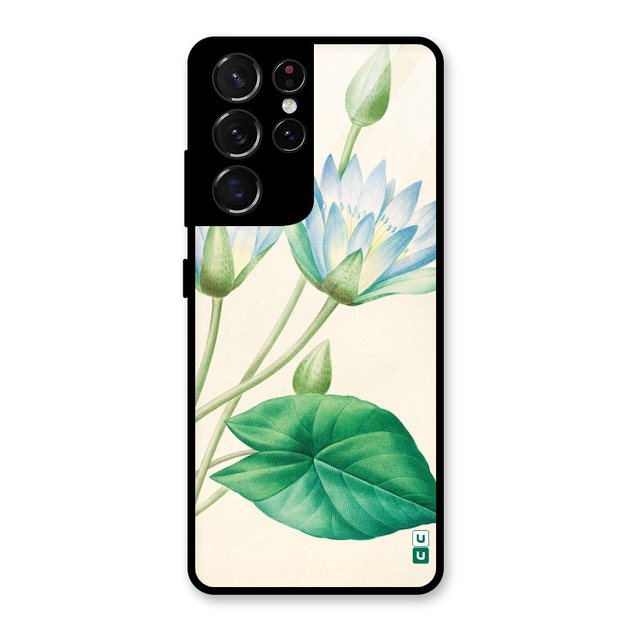 Blue Lotus Glass Back Case for Galaxy S21 Ultra 5G