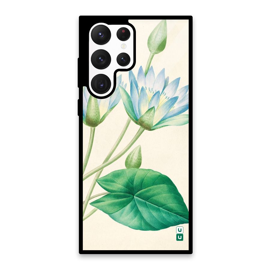 Blue Lotus Glass Back Case for Galaxy S22 Ultra 5G