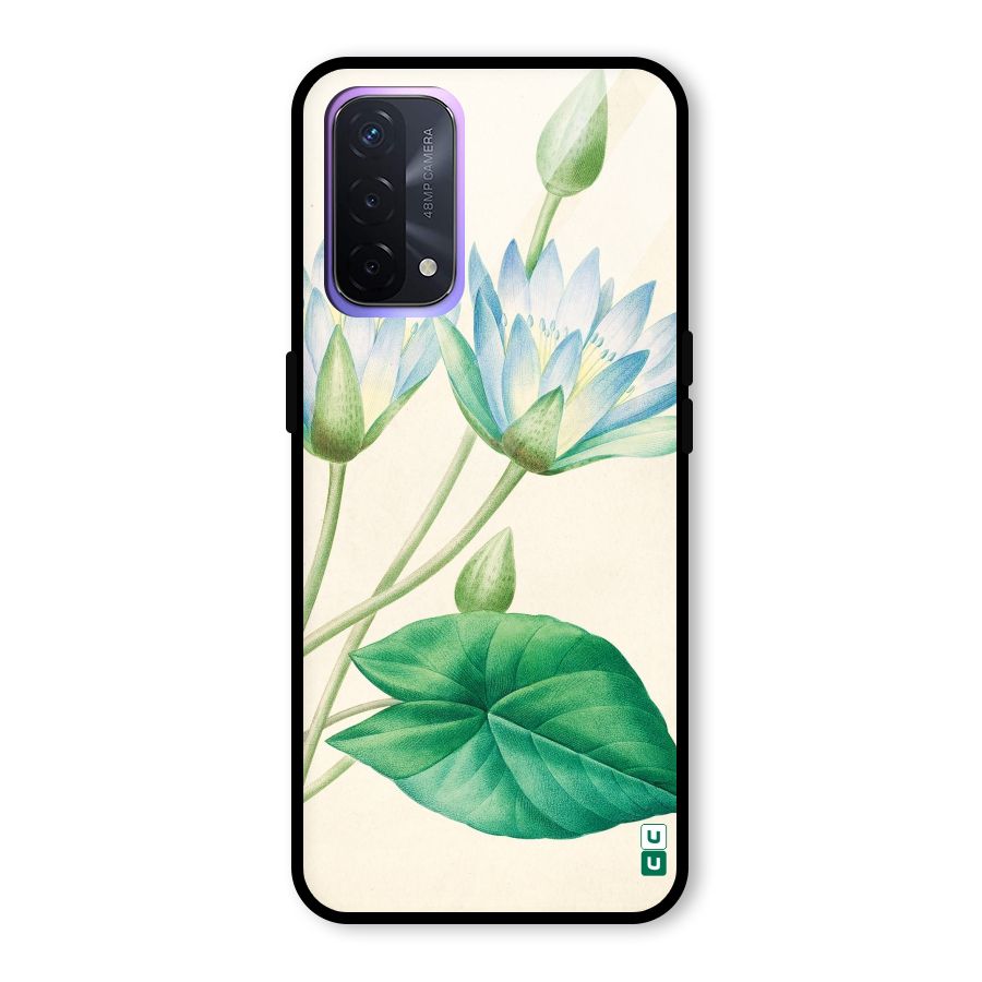 Blue Lotus Glass Back Case for Oppo A74 5G