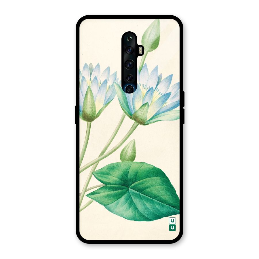 Blue Lotus Glass Back Case for Oppo Reno2 F