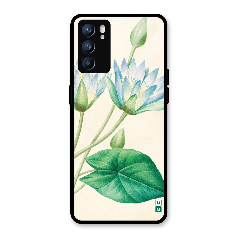 Blue Lotus Glass Back Case for Oppo Reno6 5G