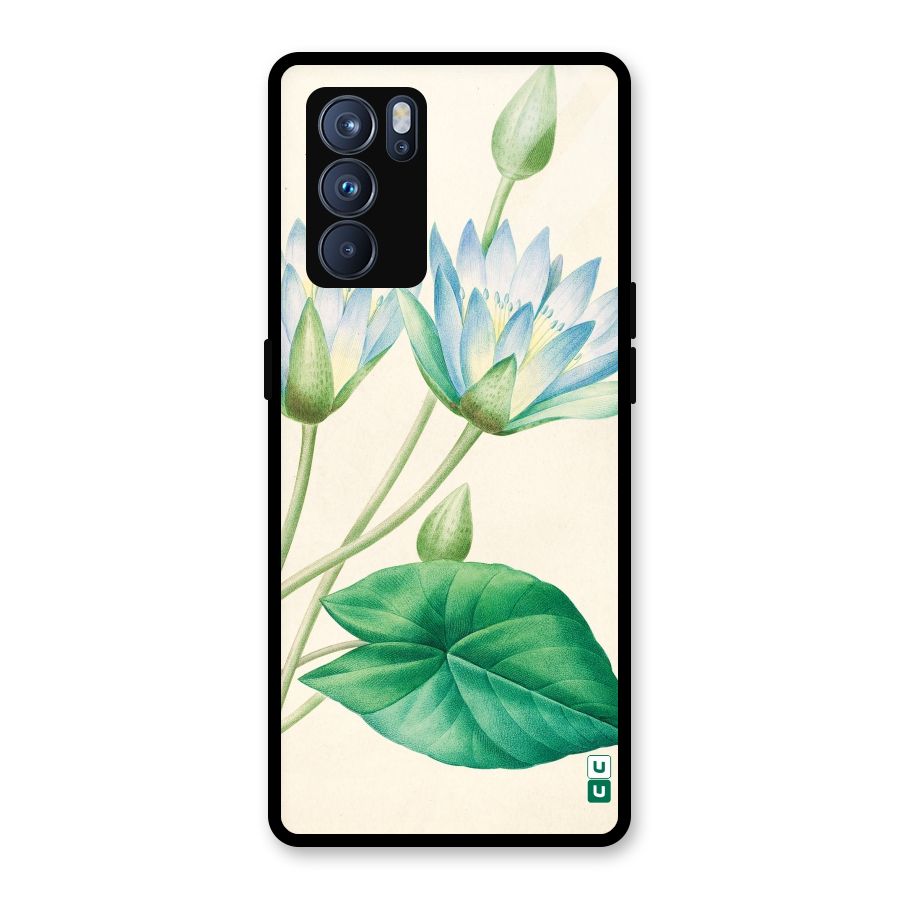 Blue Lotus Glass Back Case for Oppo Reno6 Pro 5G