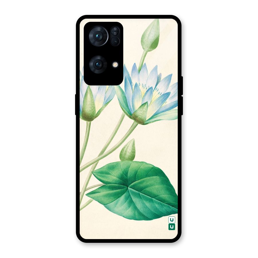 Blue Lotus Glass Back Case for Oppo Reno7 Pro 5G