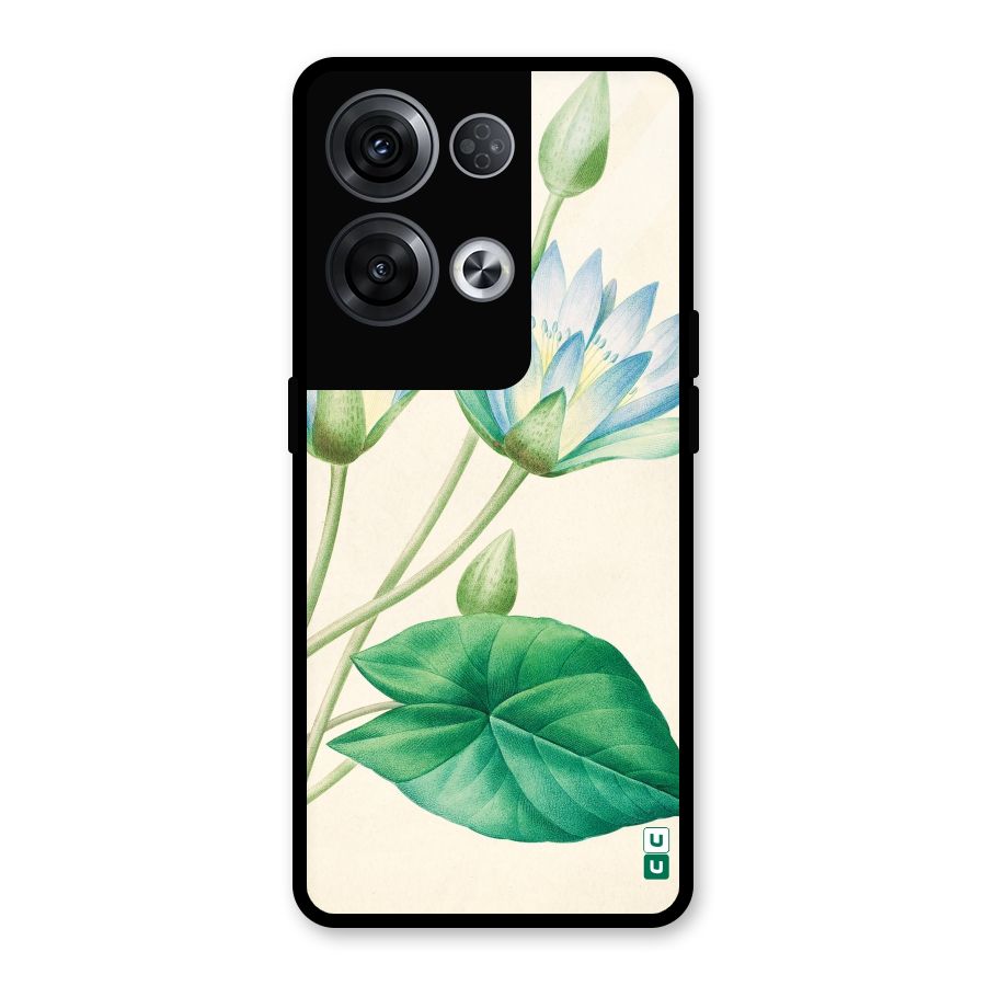 Blue Lotus Glass Back Case for Oppo Reno8 Pro 5G