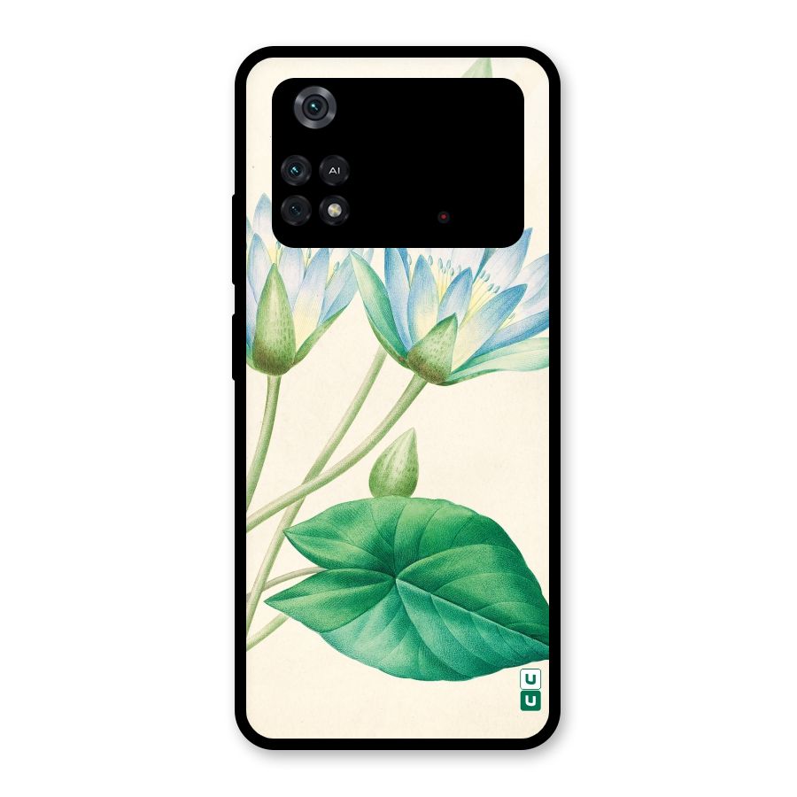 Blue Lotus Glass Back Case for Poco M4 Pro 4G