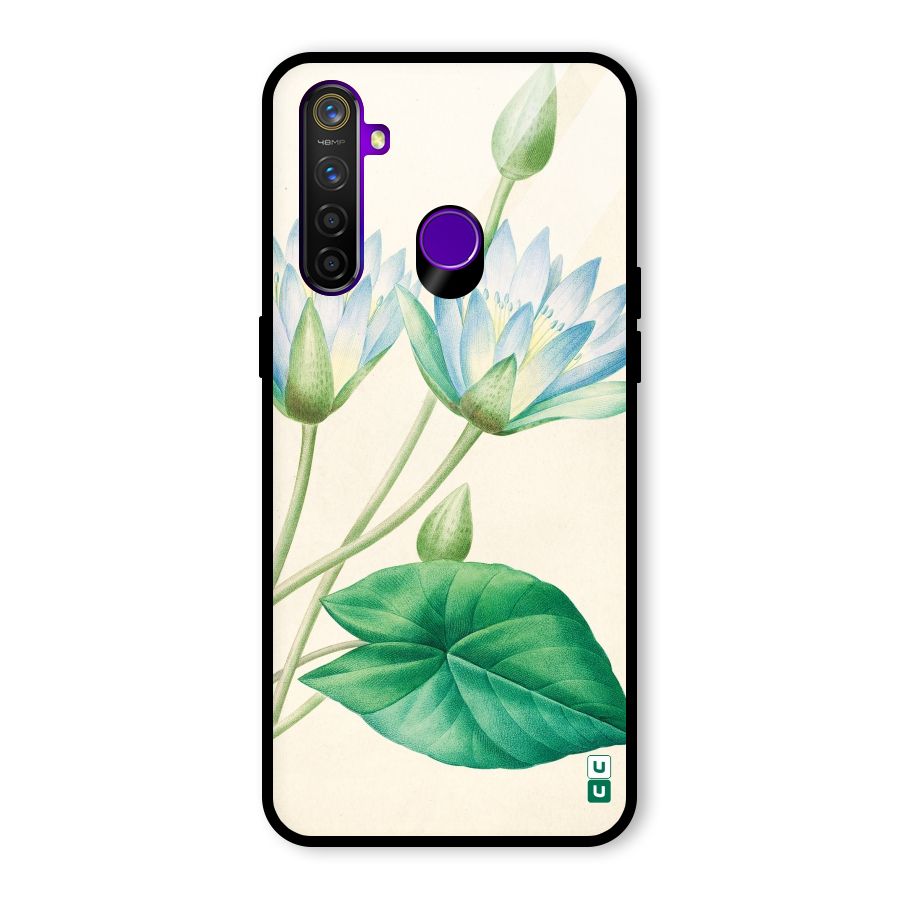 Blue Lotus Glass Back Case for Realme 5 Pro