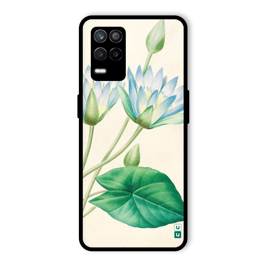 Blue Lotus Glass Back Case for Realme 8 5G