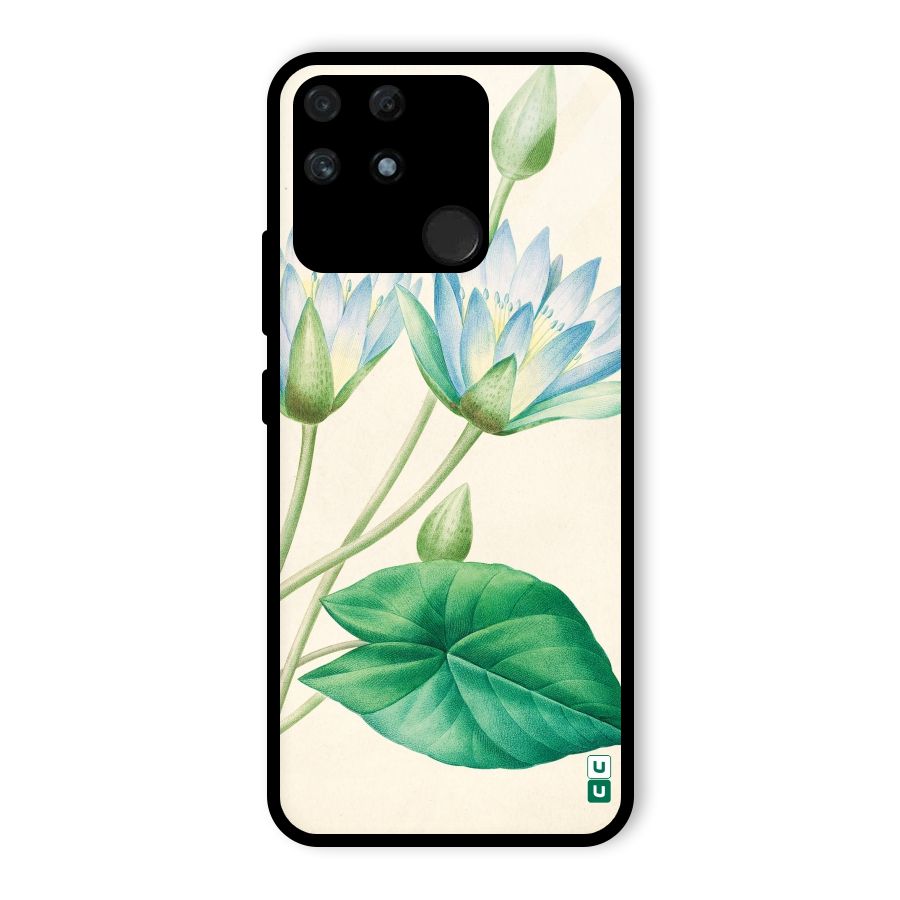 Blue Lotus Glass Back Case for Realme Narzo 50A