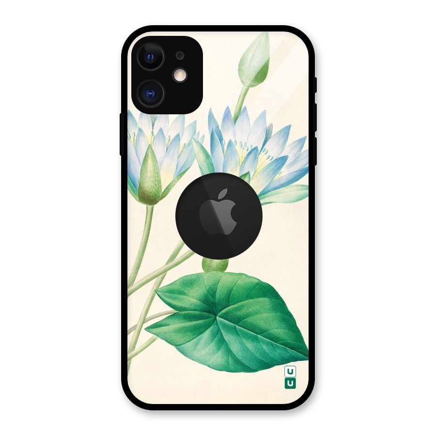 Blue Lotus Glass Back Case for iPhone 11 Logo Cut