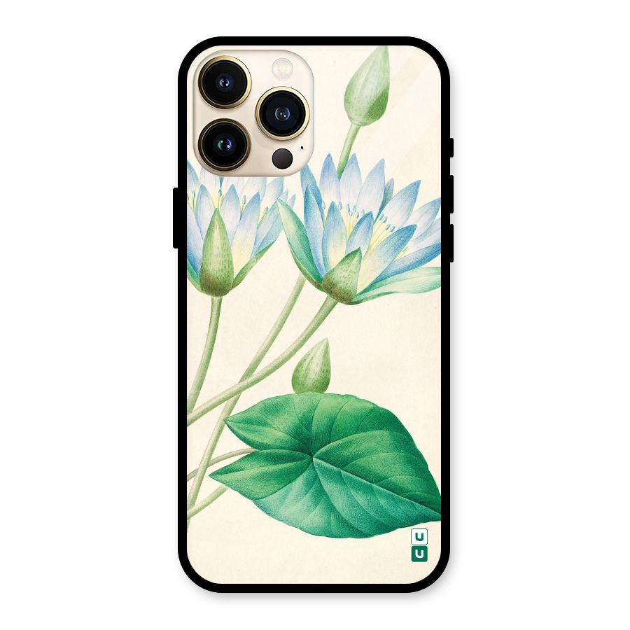 Blue Lotus Glass Back Case for iPhone 13 Pro Max