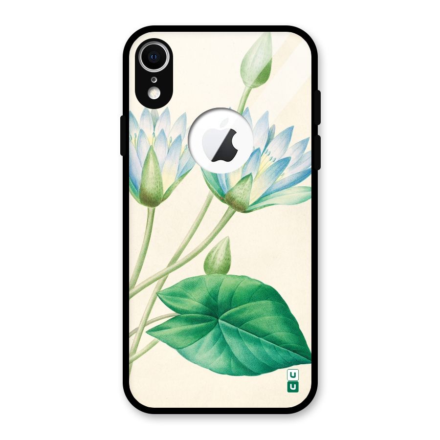 Blue Lotus Glass Back Case for iPhone XR Logo Cut