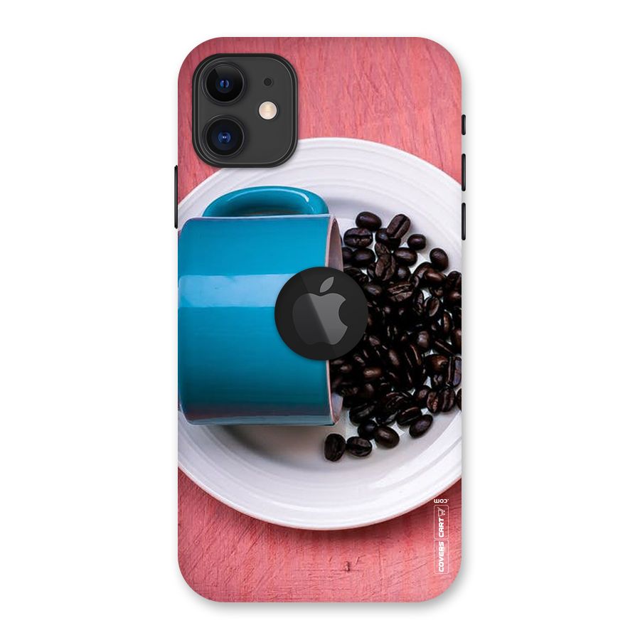 Blue Mug And Beans Back Case for iPhone 11 Logo Cut