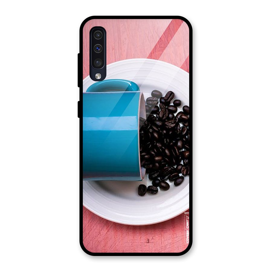 Blue Mug And Beans Glass Back Case for Galaxy A50