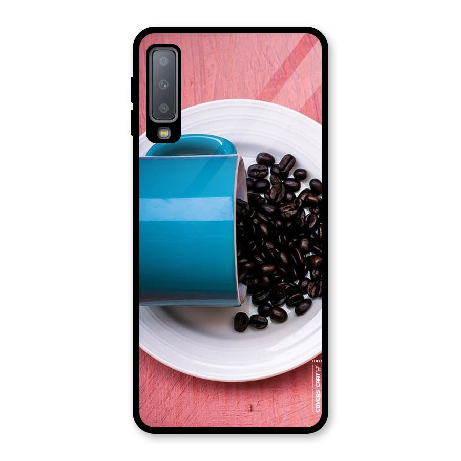 Blue Mug And Beans Glass Back Case for Galaxy A7 (2018)