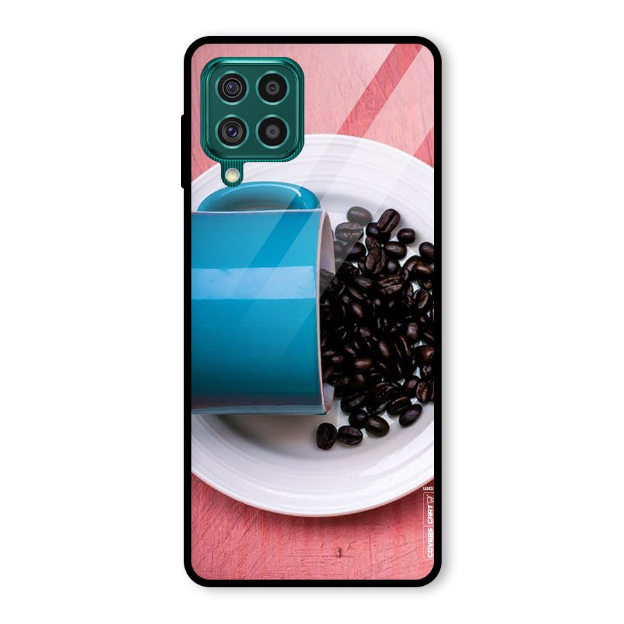Blue Mug And Beans Glass Back Case for Galaxy F62