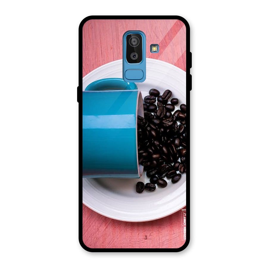 Blue Mug And Beans Glass Back Case for Galaxy J8