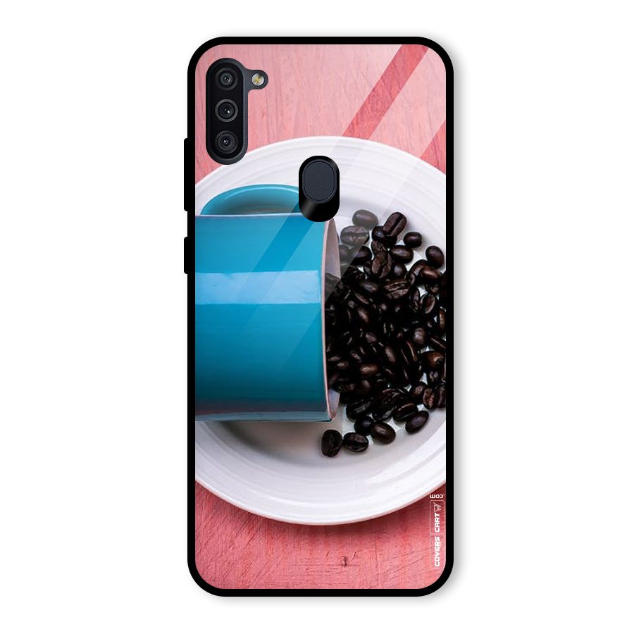 Blue Mug And Beans Glass Back Case for Galaxy M11