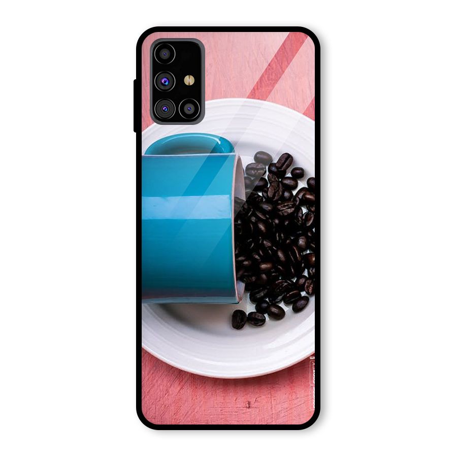 Blue Mug And Beans Glass Back Case for Galaxy M31s