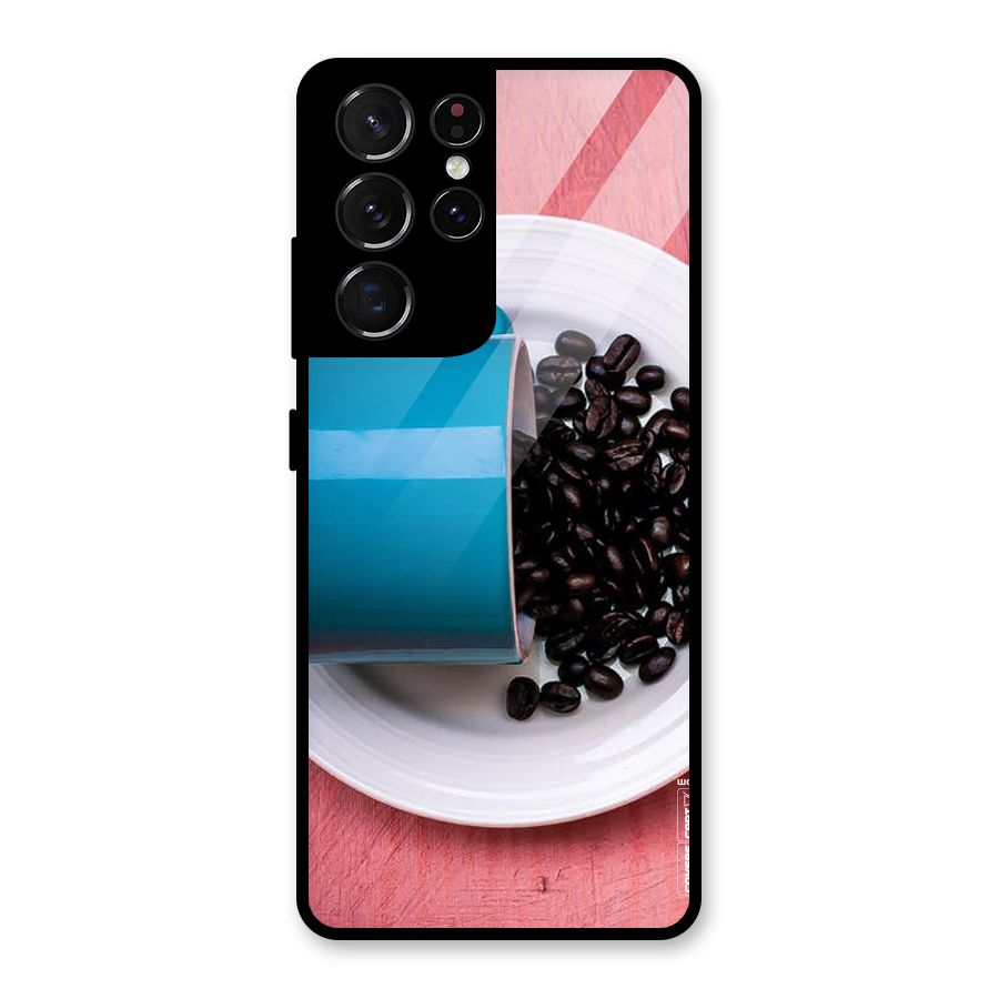Blue Mug And Beans Glass Back Case for Galaxy S21 Ultra 5G
