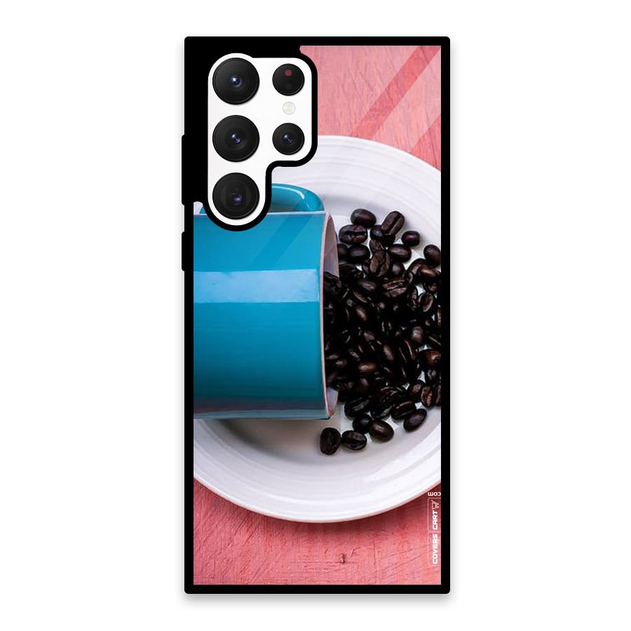 Blue Mug And Beans Glass Back Case for Galaxy S22 Ultra 5G