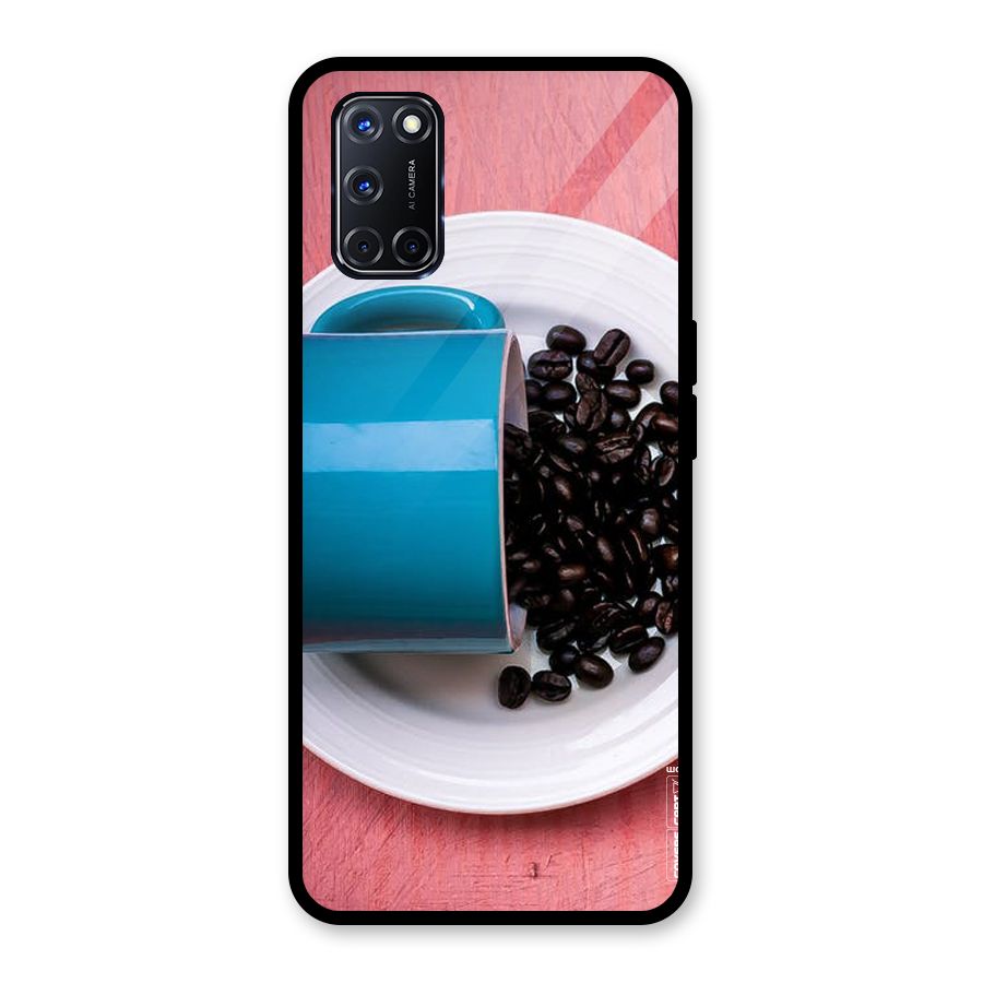 Blue Mug And Beans Glass Back Case for Oppo A52