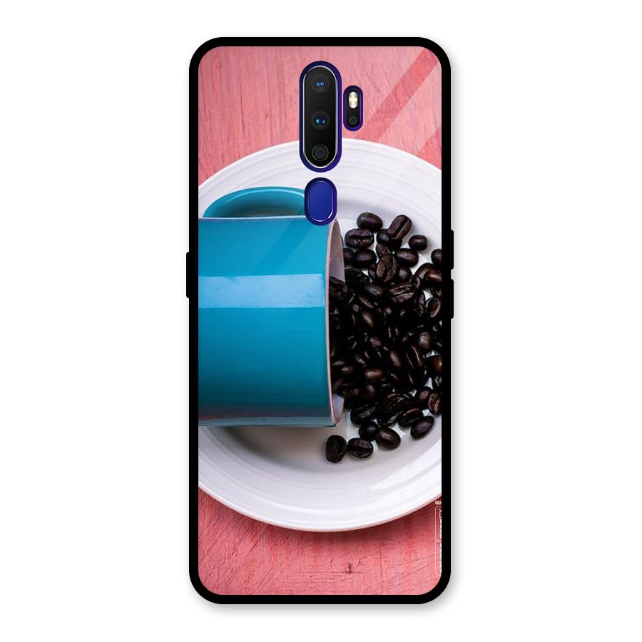 Blue Mug And Beans Glass Back Case for Oppo A9 (2020)