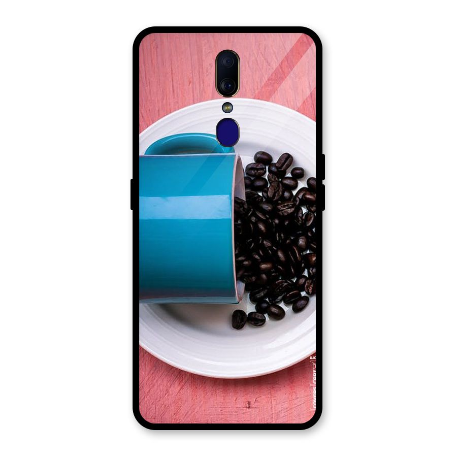Blue Mug And Beans Glass Back Case for Oppo F11