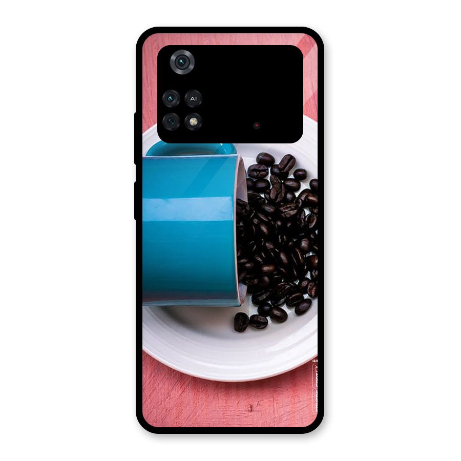 Blue Mug And Beans Glass Back Case for Poco M4 Pro 4G