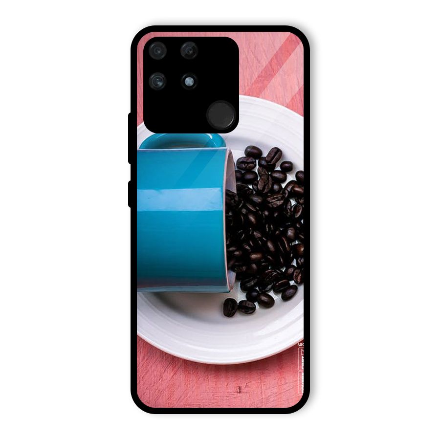 Blue Mug And Beans Glass Back Case for Realme Narzo 50A