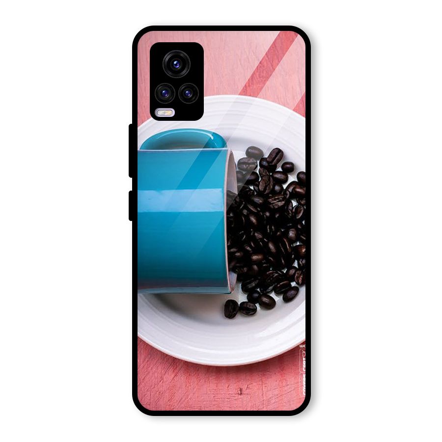 Blue Mug And Beans Glass Back Case for Vivo V20