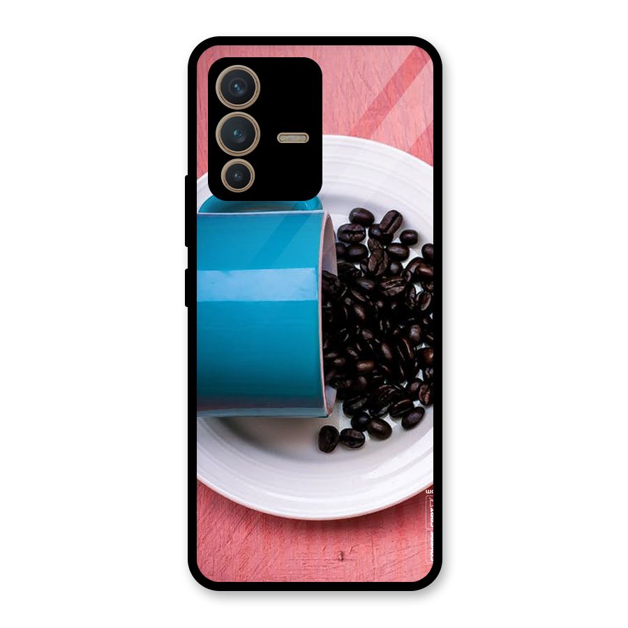 Blue Mug And Beans Glass Back Case for Vivo V23 5G