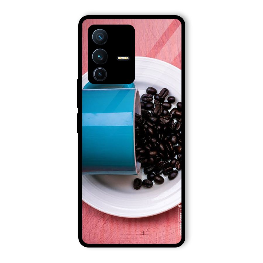 Blue Mug And Beans Glass Back Case for Vivo V23 Pro