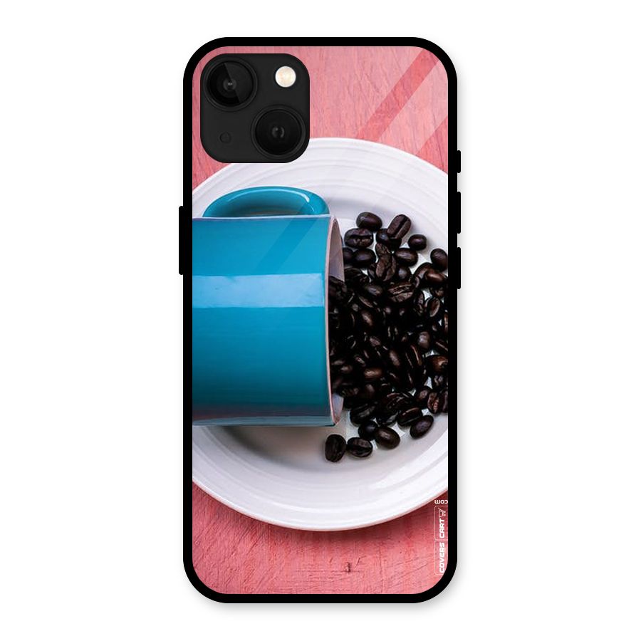 Blue Mug And Beans Glass Back Case for iPhone 13