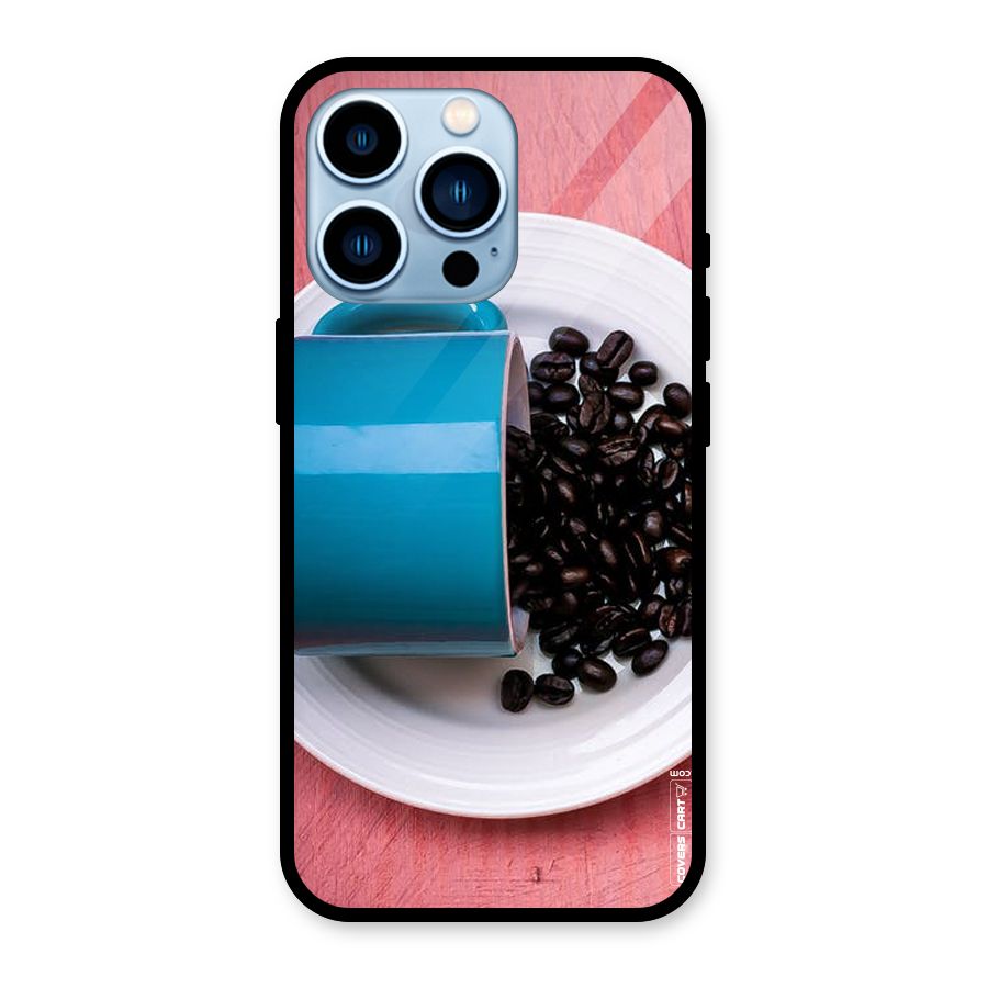 Blue Mug And Beans Glass Back Case for iPhone 13 Pro