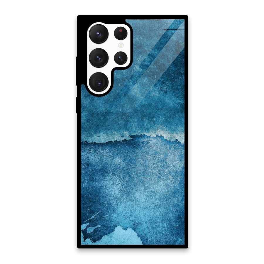 Blue Paint Wall Glass Back Case for Galaxy S22 Ultra 5G