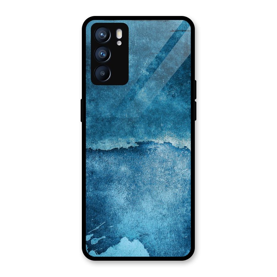 Blue Paint Wall Glass Back Case for Oppo Reno6 5G