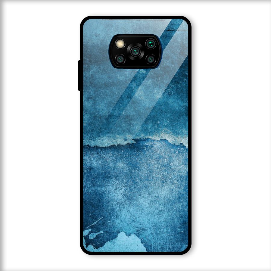 Blue Paint Wall Glass Back Case for Poco X3