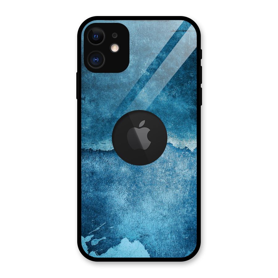 Blue Paint Wall Glass Back Case for iPhone 11 Logo Cut