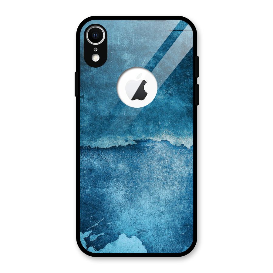 Blue Paint Wall Glass Back Case for iPhone XR Logo Cut
