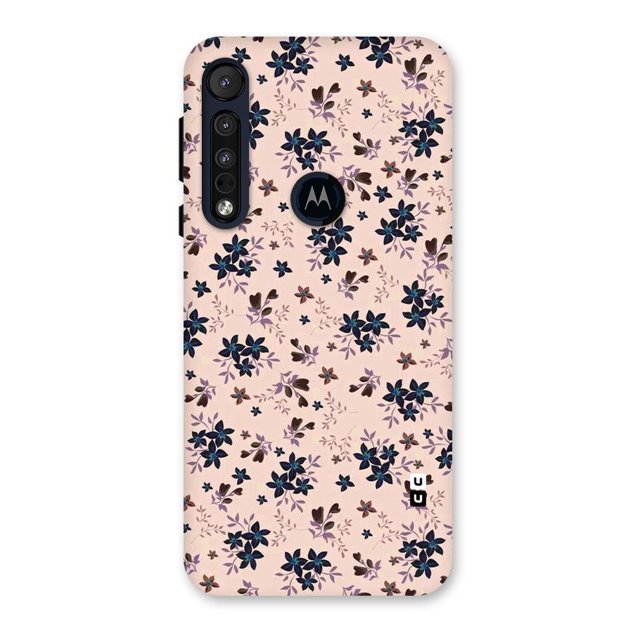 Blue Peach Floral Back Case for Motorola One Macro