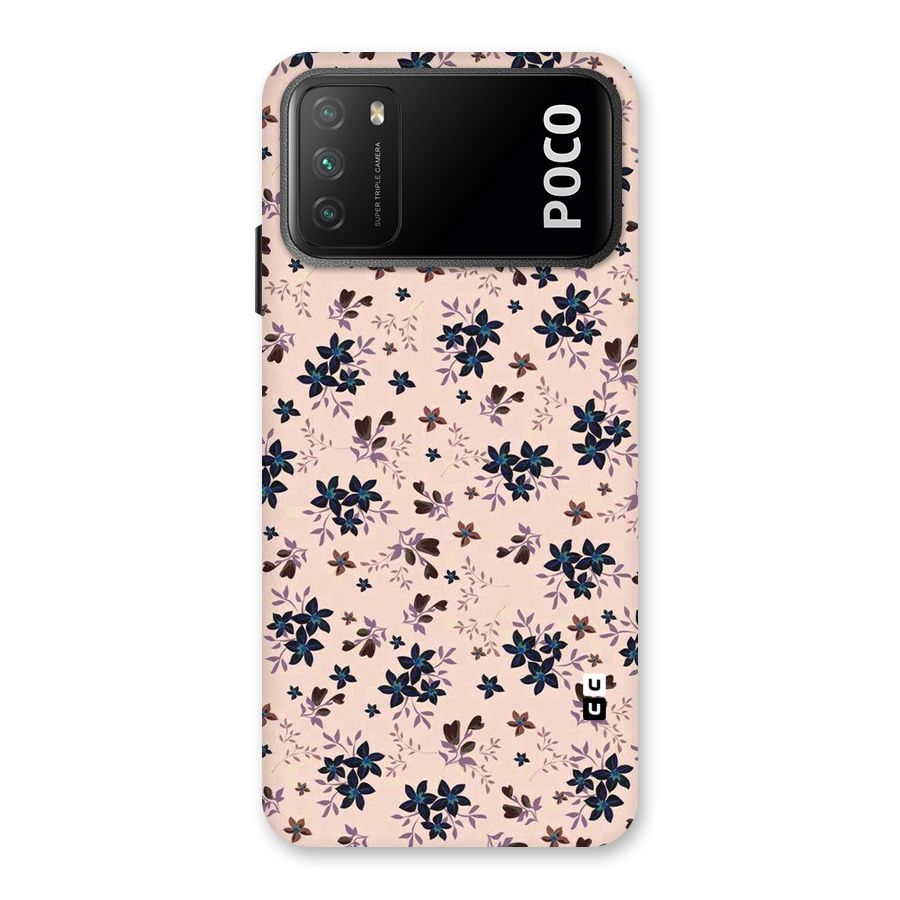 Blue Peach Floral Back Case for Poco M3